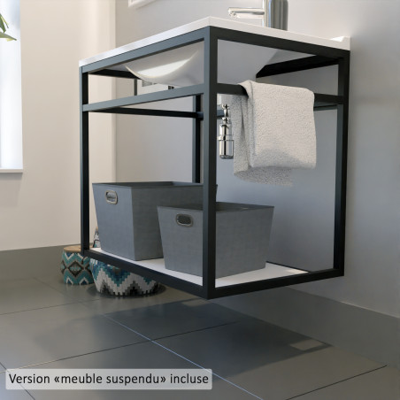 Meuble salle de bain STRUCTURA illustration détail pose suspendue ou sur pieds