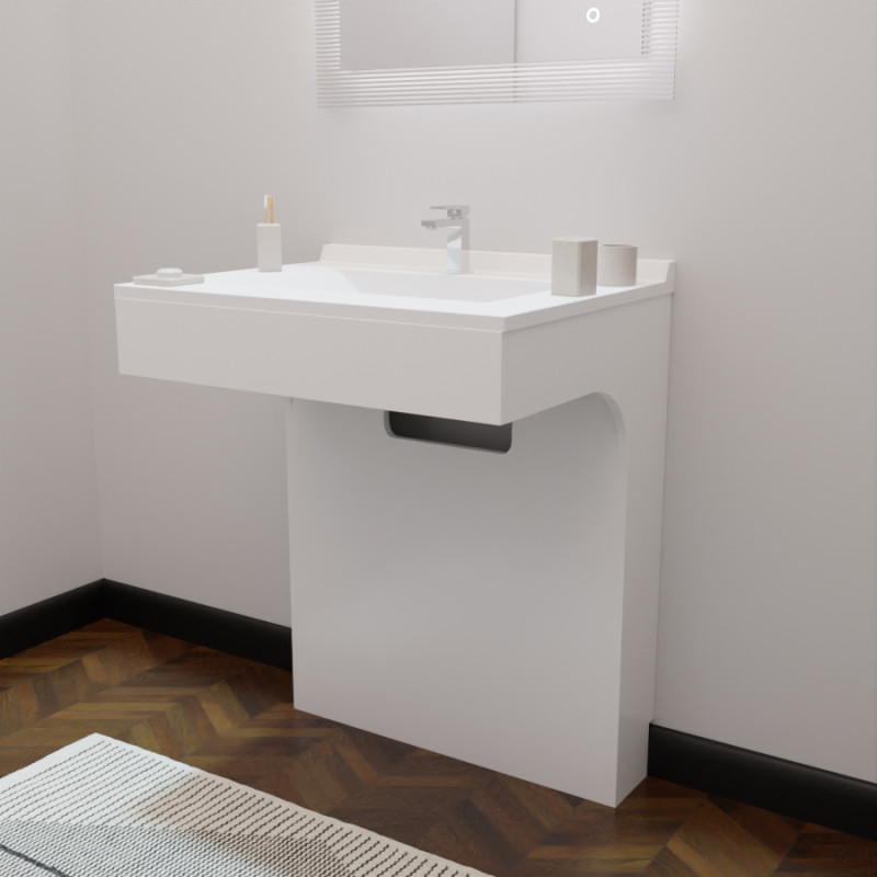 Meuble simple vasque EPURE 70 cm - adapté PMR - laqué blanc brillant Meuble simple vasque EPURE 70 cm - adapté PMR - laqué blanc brillant