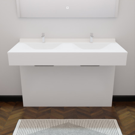 Meuble double vasque PMR EPURE 120 cm - coloris blanc brillant