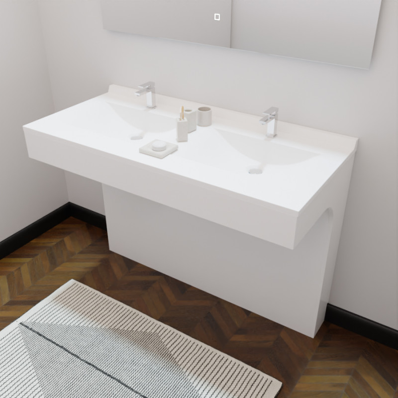 Meuble double vasque PMR EPURE 120 cm - coloris blanc brillant Meuble double vasque PMR EPURE 120 cm - coloris blanc brillant