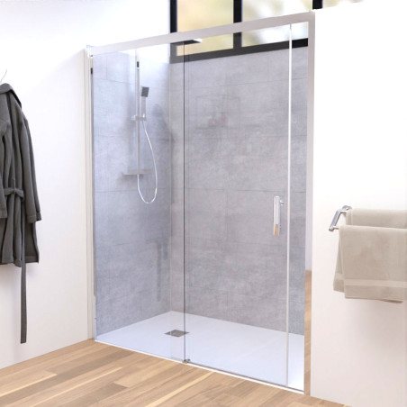 Paroi de douche coulissante 160 cm NERINA ACCESS - Profilé chromé - Verre 6 mm