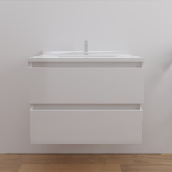 Meuble salle de bain ARLEQUIN 70 cm - traverses blanches et plan vasque blanc