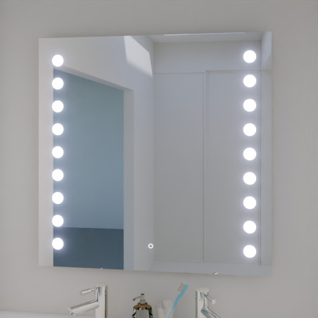 Miroir avec éclairage LED STARLED - 80 cm x 80 cm 