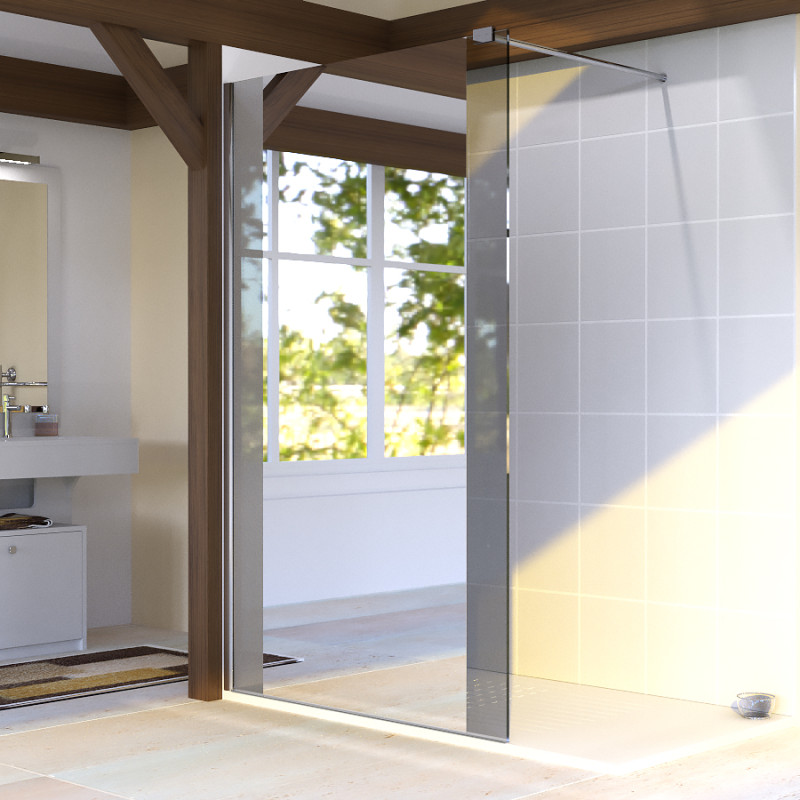 Paroi de douche fixe miroir BAYA verre 8 mm - 100x200 cm Paroi de douche fixe miroir BAYA verre 8 mm - 100x200 cm