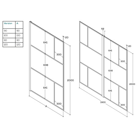 Paroi fixe italienne style industriel ATELIA 190 cm 