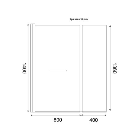 Paroi de baignoire pivotant 80 cm + volet mobile 40 cm en verre sécurit profilé chromé MURPHY