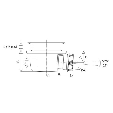 Bonde de douche extra-plate pour receveur avec grille - Ø 90mm