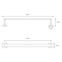 Porte serviette noir mat - 2 fixations