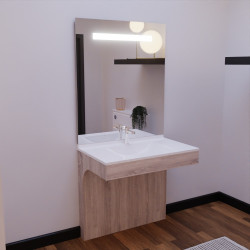 Meuble ALTEA 90 cm avec plan vasque et miroir led Elégance - Cambrian oak