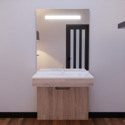 Meuble ALTEA 90 cm avec plan vasque et miroir led Elégance - Cambrian oak