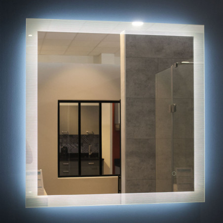 Miroir avec éclairage LED CADREA - 80 cm x 80 cm 