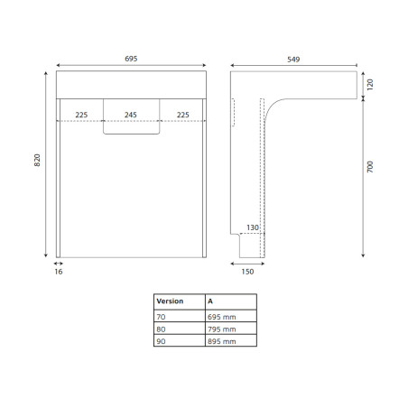 Meuble simple vasque PMR ALTEA 70 cm 