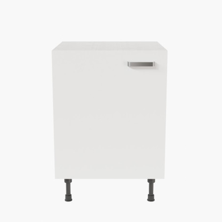 Meuble de cuisine bas 1 porte et 1 étagère - 60 cm - façades blanches