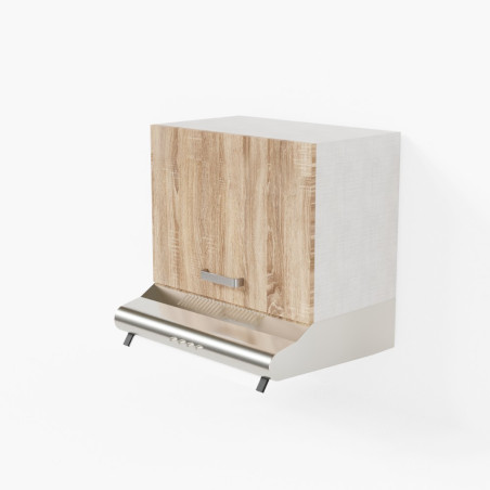 Meuble sur hotte - 60 cm - Porte coloris chêne