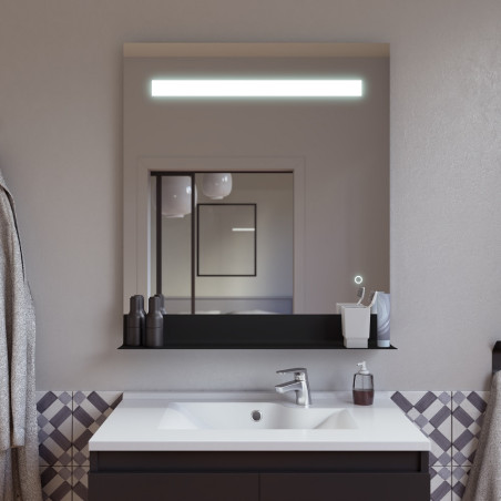 Miroir avec éclairage LED et tablette ETAL - 80 cm x 80 cm