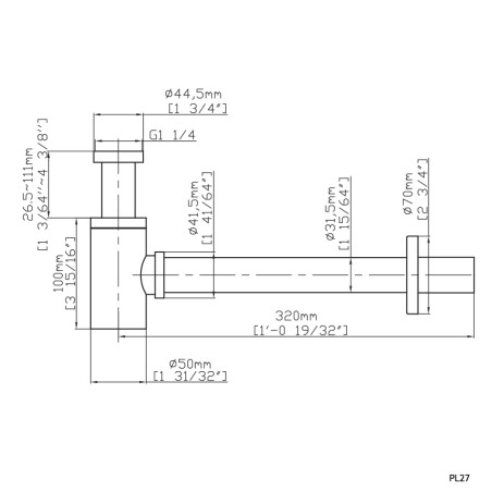 Siphon lavabo Noir Mat