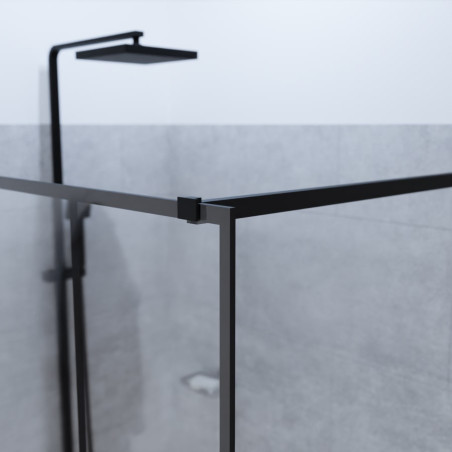 Zoom barre horizontale paroi de douche industrielle noire ATELIA 