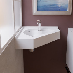 Vasque d'angle suspendue RESIANGLE- 50x50cm