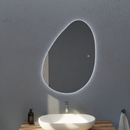 Miroir LED DROP - 85 x 62 cm - forme galet, interrupteur sensitif et antibuée