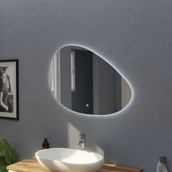 Miroir LED DROP - 85 x 62 cm - forme galet, interrupteur sensitif et antibuée