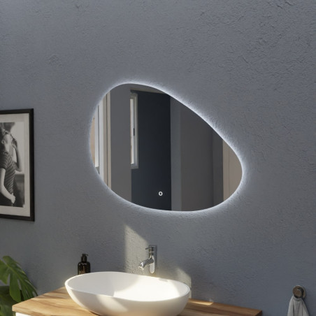 Miroir LED DROP - 85 x 62 cm - forme galet, interrupteur sensitif et antibuée