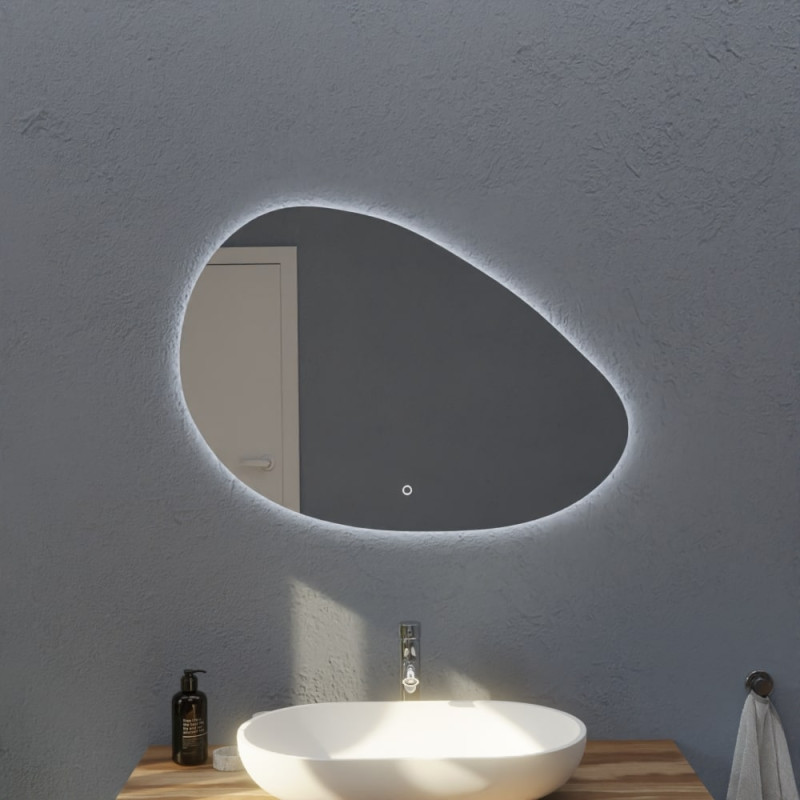 Miroir LED DROP - 85 x 62 cm - forme galet, interrupteur sensitif et antibuée Miroir LED DROP - 85 x 62 cm - forme galet, interrupteur sensitif et antibuée
