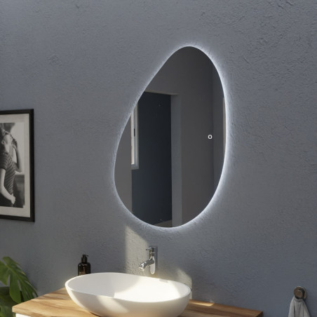 Miroir LED DROP - 85 x 62 cm - forme galet, interrupteur sensitif et antibuée