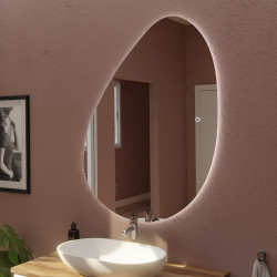 Miroir LED DROP - 110 x 80 cm - forme galet, interrupteur sensitif et antibuée