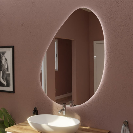 Miroir LED DROP - 110 x 80 cm - forme galet, interrupteur sensitif et antibuée
