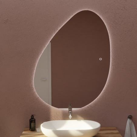 Miroir LED DROP - 110 x 80 cm - forme galet, interrupteur sensitif et antibuée