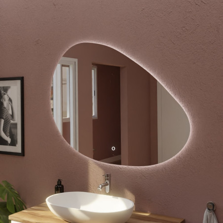 Miroir LED DROP - 110 x 80 cm - forme galet, interrupteur sensitif et antibuée