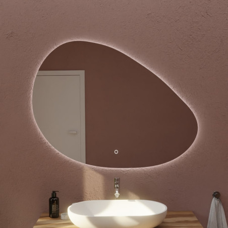 Miroir LED DROP - 110 x 80 cm - forme galet, interrupteur sensitif et antibuée