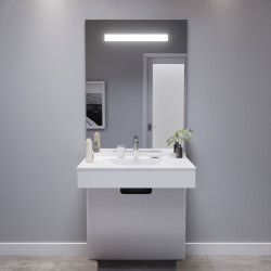 Meuble EPURE 80 cm avec plan vasque et miroir led Elégance ht105 - blanc brillant