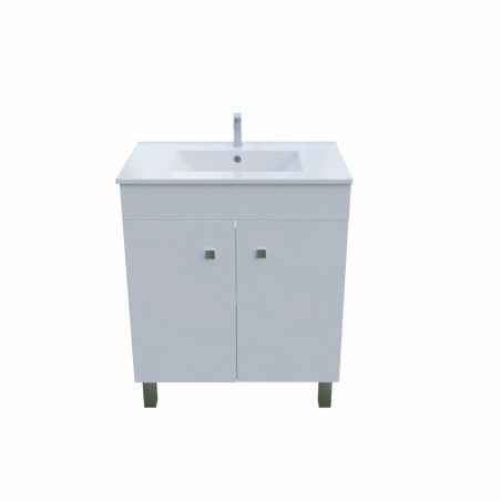 Meuble salle de bain sur pieds ECOLINE 70 cm - Blanc brillant