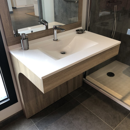 Ensemble PMR ALTEA 80 cm avec plan vasque et miroir led Elégance ht105