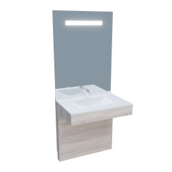 Ensemble PMR ALTEA 80 cm avec plan vasque et miroir led Elégance ht105