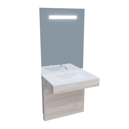 Ensemble PMR ALTEA 80 cm avec plan vasque et miroir led Elégance ht105