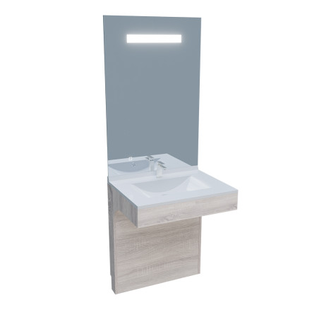 Ensemble PMR ALTEA 70 cm avec plan vasque et miroir led Elégance ht105