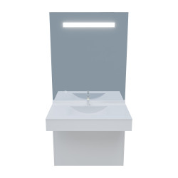 Meuble EPURE 90 cm avec plan vasque et miroir led Elégance ht105 - blanc brillant