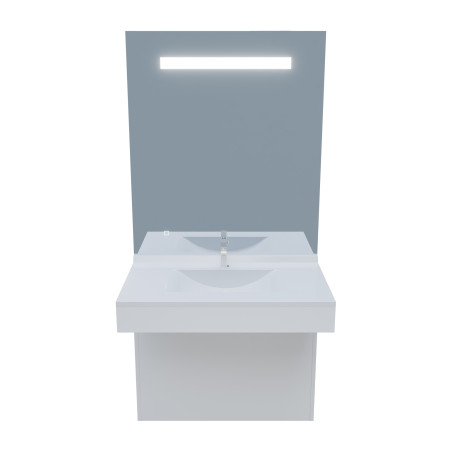 Meuble EPURE 90 cm avec plan vasque et miroir led Elégance ht105 - blanc brillant