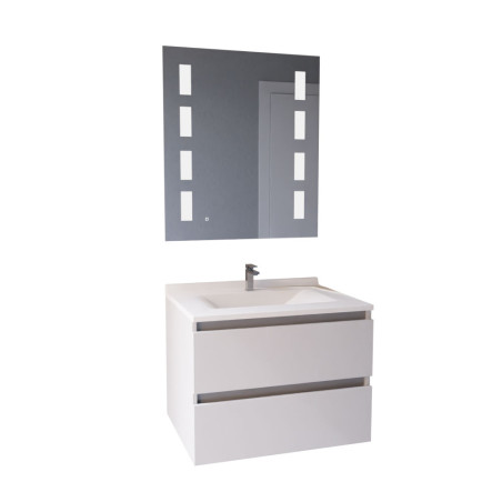 Meuble ARLEQUIN 70x55 cm avec plan vasque et miroir PRESTIGE - Coloris au choix