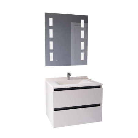 Meuble ARLEQUIN 70x55 cm avec plan vasque et miroir PRESTIGE - Coloris au choix