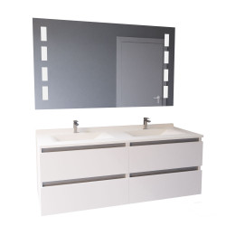 Meuble double vasque 140 cm ARLEQUIN avec miroir Prestige - Coloris au choix