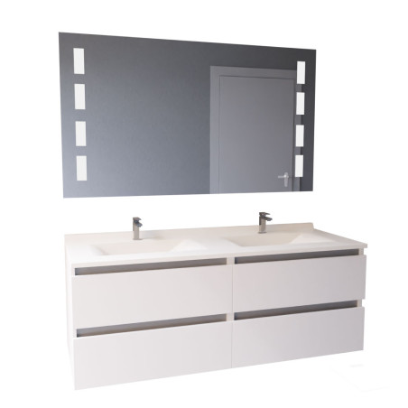 Meuble double vasque 140 cm ARLEQUIN avec miroir Prestige - Coloris au choix