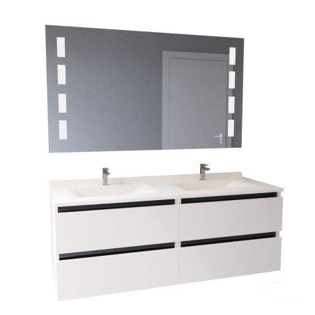 Meuble double vasque 140 cm ARLEQUIN avec miroir Prestige - Coloris au choix