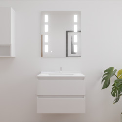 Meuble ARLEQUIN 70x55 cm avec plan vasque et miroir PRESTIGE - Coloris au choix