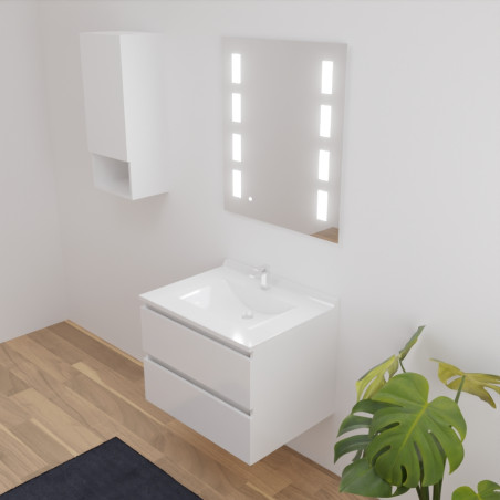 Meuble ARLEQUIN 70x55 cm avec plan vasque et miroir PRESTIGE - Coloris au choix