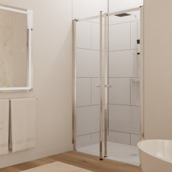 Paroi de douche 120 cm - 2 portes pivotantes - accessible PMR - PACIFIC Chromé