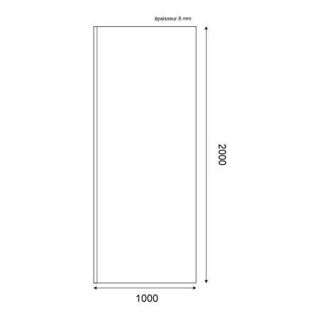 Dimensions paroi de douche miroir 100 cm x 200 cm MAORA verre securit 8 mm anticalcaire