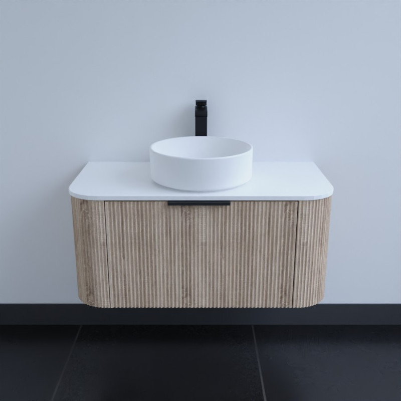 Meuble salle de bain avec vasque à poser VERTIGO 90 cm - Chêne clair Meuble salle de bain avec vasque à poser VERTIGO 90 cm - Chêne clair